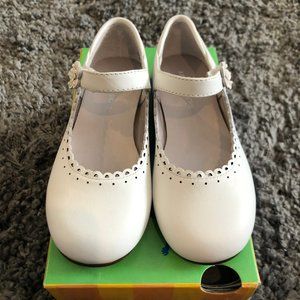 Girls Jumping Jacks White Leather Dress Shoe